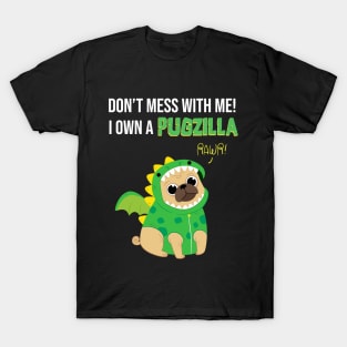 Pug dog PUGZILLA funny design T-Shirt